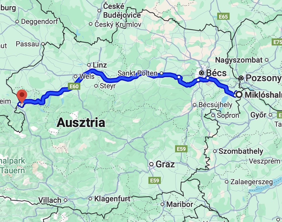 Ausztria útvonal